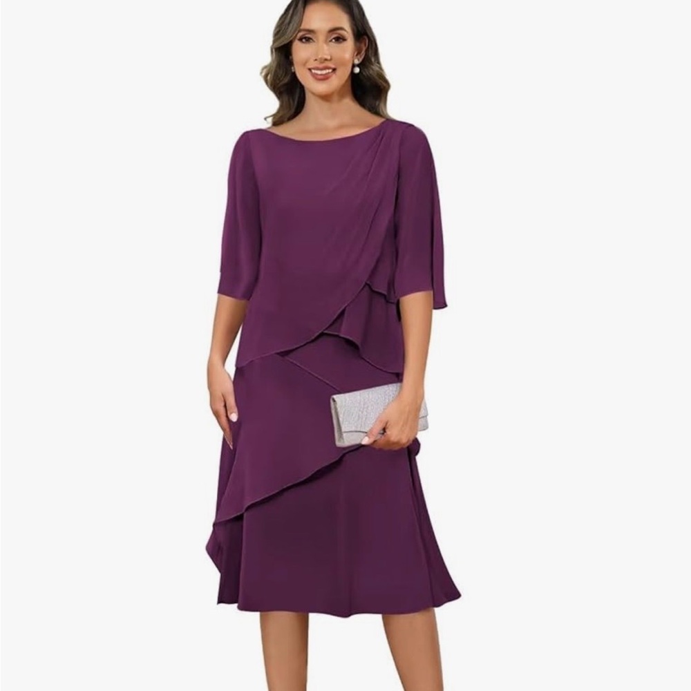 Elegant Purple Layered Dress